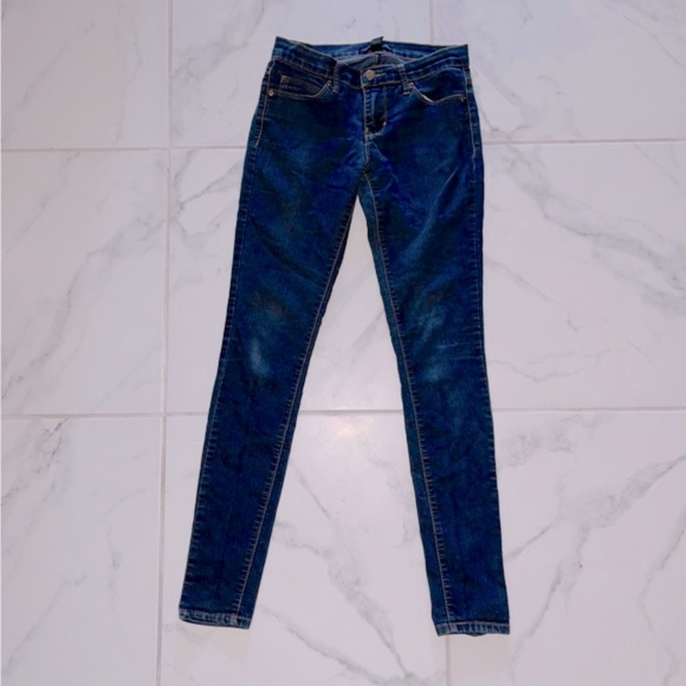 WOMENS Forever 21 Skinny Jeans Size 24 Dark Blue Low Rise Slim Fit Stretch Denim
